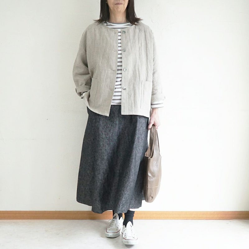 Branch m‘.,ブランチエム,ナチュラル,30代,40代,50代,60代,リネン,ゆったり,ジャケット,リネンジャケット,クルーネックジャケット,ノーカラージャケット,フォーマル,オケージョン,セットアップ,ドルマンスリーブ,ドルマンジャケット,