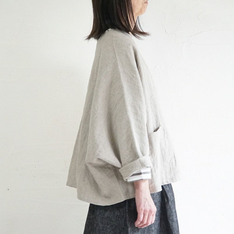 Branch m‘.,ブランチエム,ナチュラル,30代,40代,50代,60代,リネン,ゆったり,ジャケット,リネンジャケット,クルーネックジャケット,ノーカラージャケット,フォーマル,オケージョン,セットアップ,ドルマンスリーブ,ドルマンジャケット,