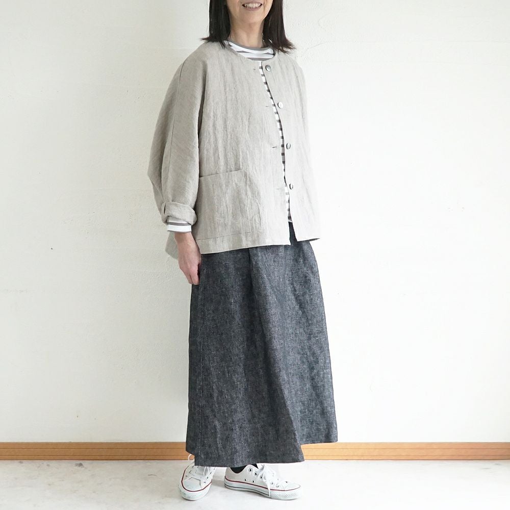 Branch m‘.,ブランチエム,ナチュラル,30代,40代,50代,60代,リネン,ゆったり,ジャケット,リネンジャケット,クルーネックジャケット,ノーカラージャケット,フォーマル,オケージョン,セットアップ,ドルマンスリーブ,ドルマンジャケット,
