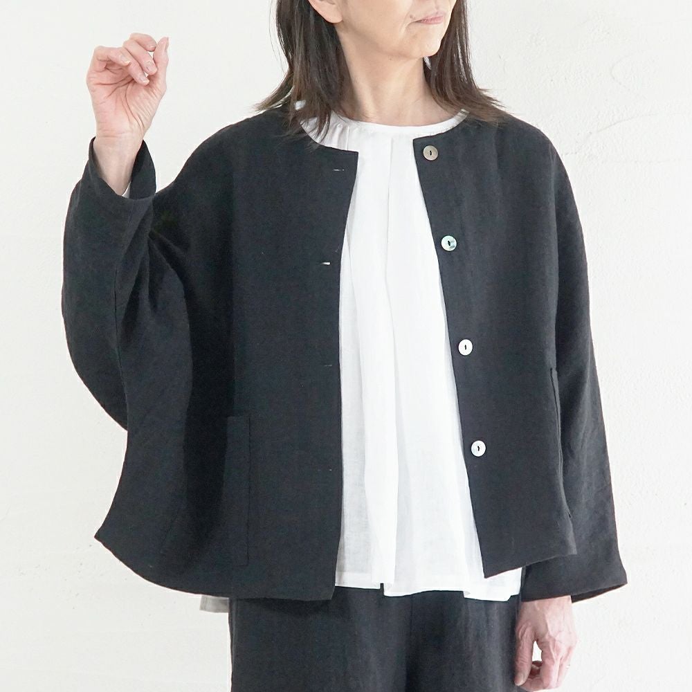 Branch m‘.,ブランチエム,ナチュラル,30代,40代,50代,60代,リネン,ゆったり,ジャケット,リネンジャケット,クルーネックジャケット,ノーカラージャケット,フォーマル,オケージョン,セットアップ,ドルマンスリーブ,ドルマンジャケット,