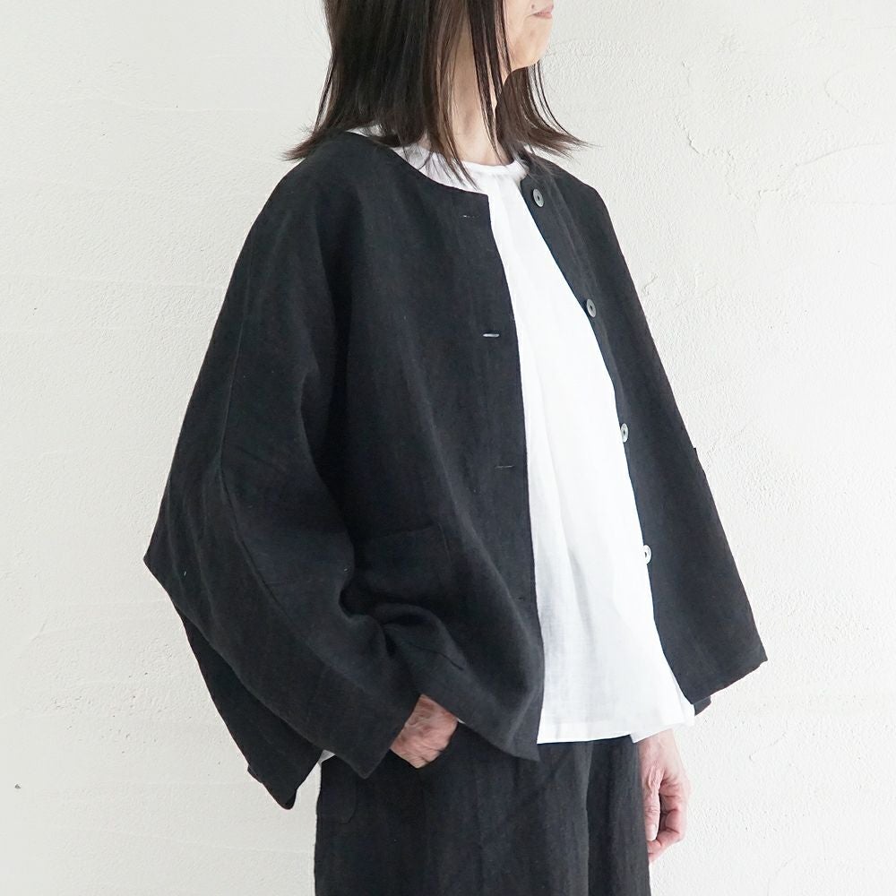 Branch m‘.,ブランチエム,ナチュラル,30代,40代,50代,60代,リネン,ゆったり,ジャケット,リネンジャケット,クルーネックジャケット,ノーカラージャケット,フォーマル,オケージョン,セットアップ,ドルマンスリーブ,ドルマンジャケット,