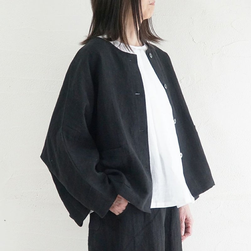 Branch m‘.,ブランチエム,ナチュラル,30代,40代,50代,60代,リネン,ゆったり,ジャケット,リネンジャケット,クルーネックジャケット,ノーカラージャケット,フォーマル,オケージョン,セットアップ,ドルマンスリーブ,ドルマンジャケット,