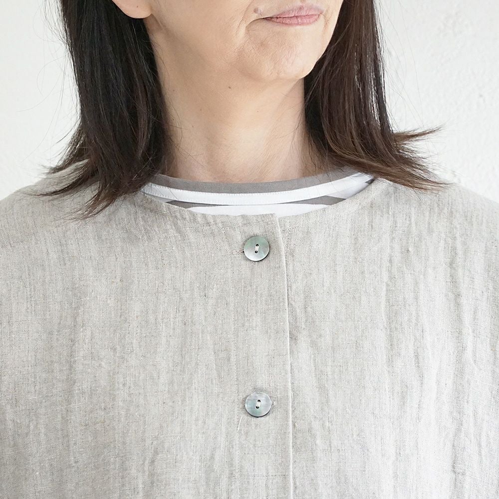 Branch m‘.,ブランチエム,ナチュラル,30代,40代,50代,60代,リネン,ゆったり,ジャケット,リネンジャケット,クルーネックジャケット,ノーカラージャケット,フォーマル,オケージョン,セットアップ,ドルマンスリーブ,ドルマンジャケット,