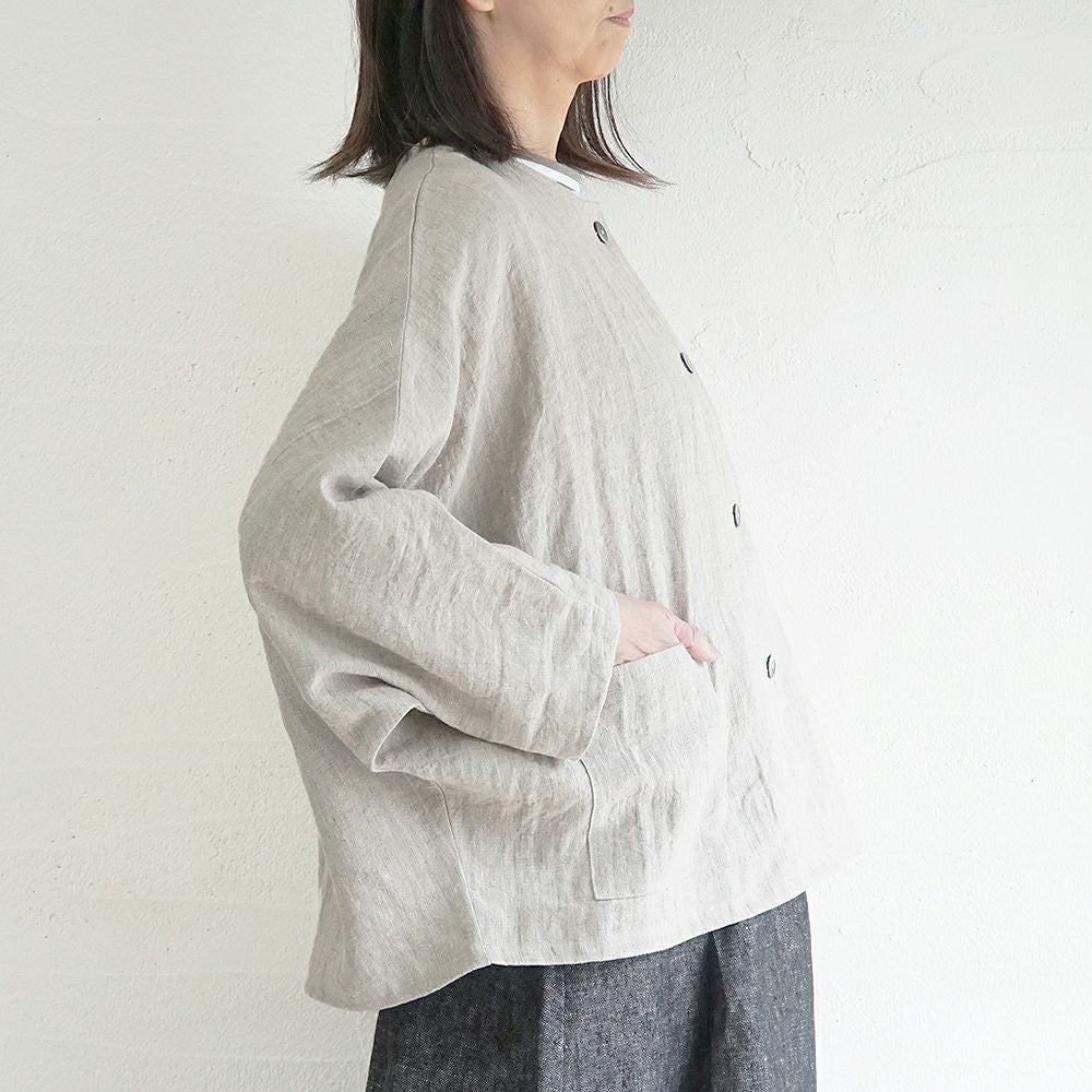 Branch m‘.,ブランチエム,ナチュラル,30代,40代,50代,60代,リネン,ゆったり,ジャケット,リネンジャケット,クルーネックジャケット,ノーカラージャケット,フォーマル,オケージョン,セットアップ,ドルマンスリーブ,ドルマンジャケット,