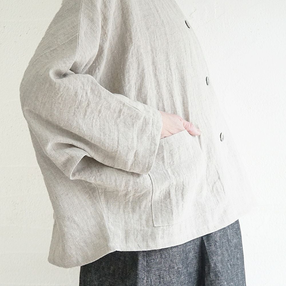 Branch m‘.,ブランチエム,ナチュラル,30代,40代,50代,60代,リネン,ゆったり,ジャケット,リネンジャケット,クルーネックジャケット,ノーカラージャケット,フォーマル,オケージョン,セットアップ,ドルマンスリーブ,ドルマンジャケット,