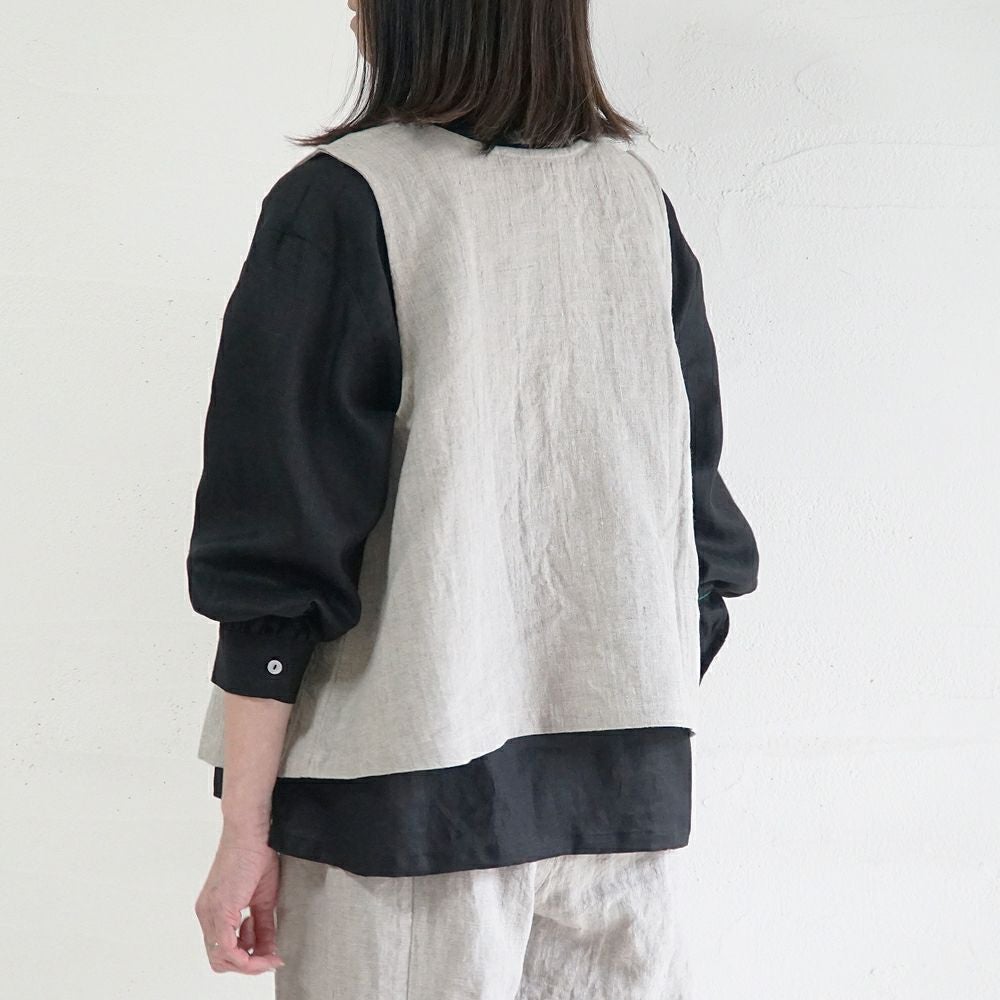 Branch m‘.,ブランチエム,ナチュラル,30代,40代,50代,60代,リネン,ゆったり,ベスト,リネンベスト,2wayベスト,2way,フォーマル,オケージョン,セットアップ,