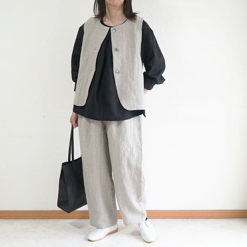 Branch m‘.,ブランチエム,ナチュラル,30代,40代,50代,60代,リネン,ゆったり,ベスト,リネンベスト,2wayベスト,2way,フォーマル,オケージョン,セットアップ,