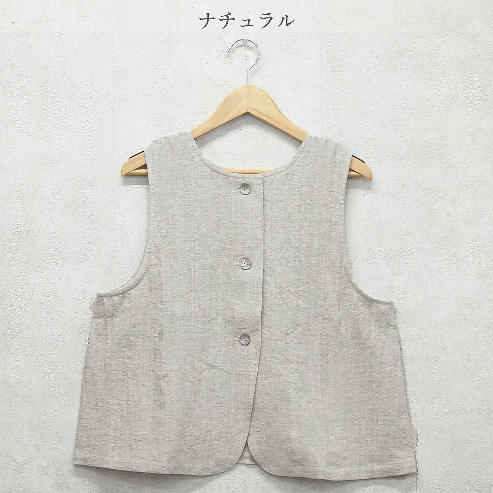 Branch m‘.,ブランチエム,ナチュラル,30代,40代,50代,60代,リネン,ゆったり,ベスト,リネンベスト,2wayベスト,2way,フォーマル,オケージョン,セットアップ,