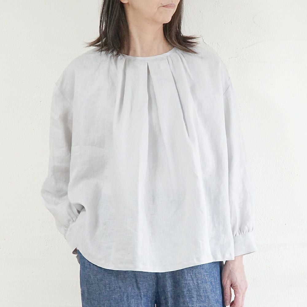 Branch m‘.,ブランチエム,ナチュラル,30代,40代,50代,60代,リネン,ゆったり,blouse,ブラウス,リネンブラウス,プルオーバーブラウス,ギャザーブラウス,タックブラウス,
