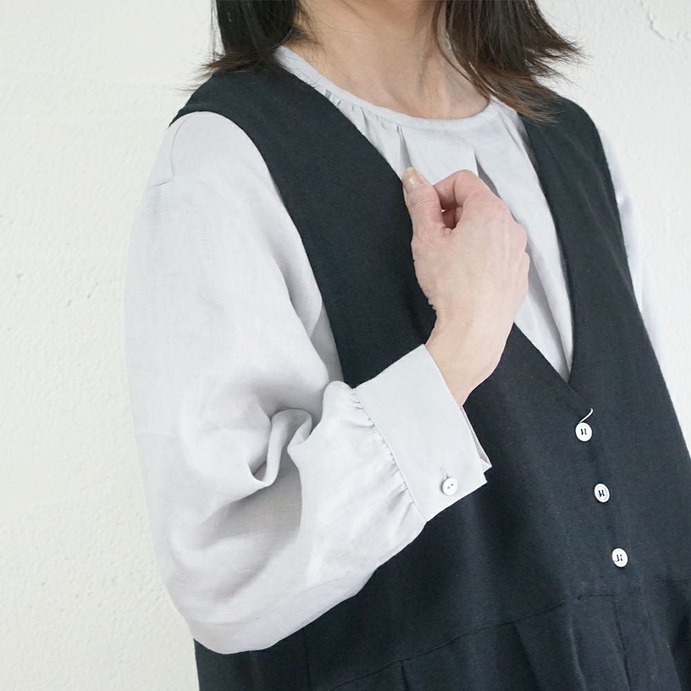 Branch m‘.,ブランチエム,ナチュラル,30代,40代,50代,60代,リネン,ゆったり,blouse,ブラウス,リネンブラウス,プルオーバーブラウス,ギャザーブラウス,タックブラウス,