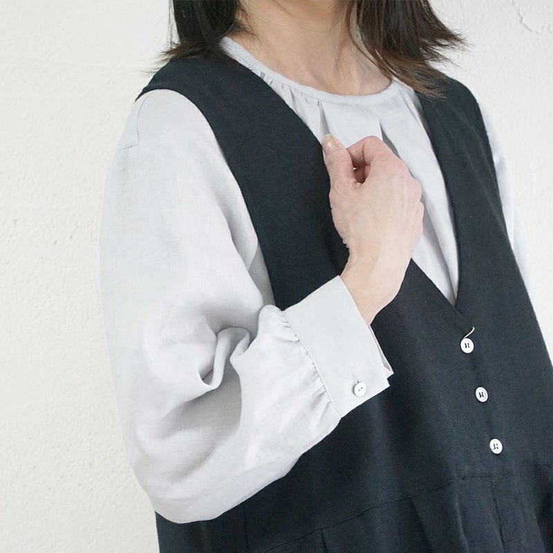 Branch m‘.,ブランチエム,ナチュラル,30代,40代,50代,60代,リネン,ゆったり,blouse,ブラウス,リネンブラウス,プルオーバーブラウス,ギャザーブラウス,タックブラウス,