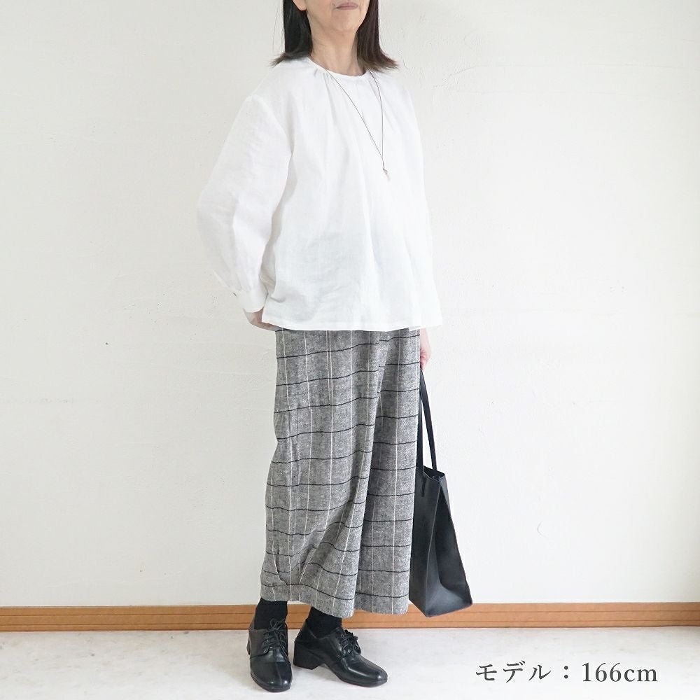 Branch m‘.,ブランチエム,ナチュラル,30代,40代,50代,60代,リネン,ゆったり,blouse,ブラウス,リネンブラウス,プルオーバーブラウス,ギャザーブラウス,タックブラウス,