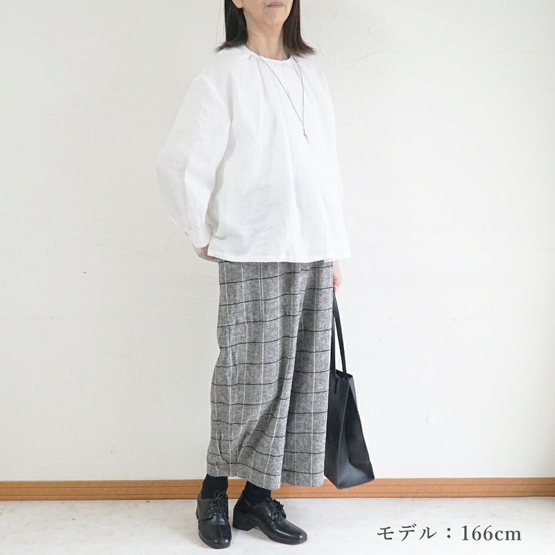 Branch m‘.,ブランチエム,ナチュラル,30代,40代,50代,60代,リネン,ゆったり,blouse,ブラウス,リネンブラウス,プルオーバーブラウス,ギャザーブラウス,タックブラウス,