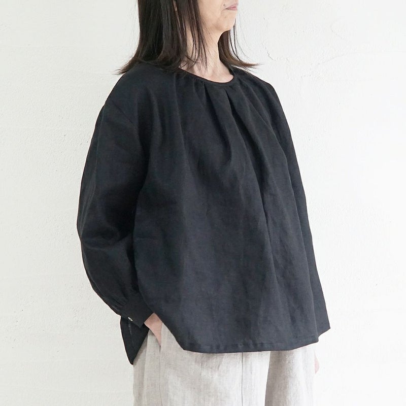 Branch m‘.,ブランチエム,ナチュラル,30代,40代,50代,60代,リネン,ゆったり,blouse,ブラウス,リネンブラウス,プルオーバーブラウス,ギャザーブラウス,タックブラウス,