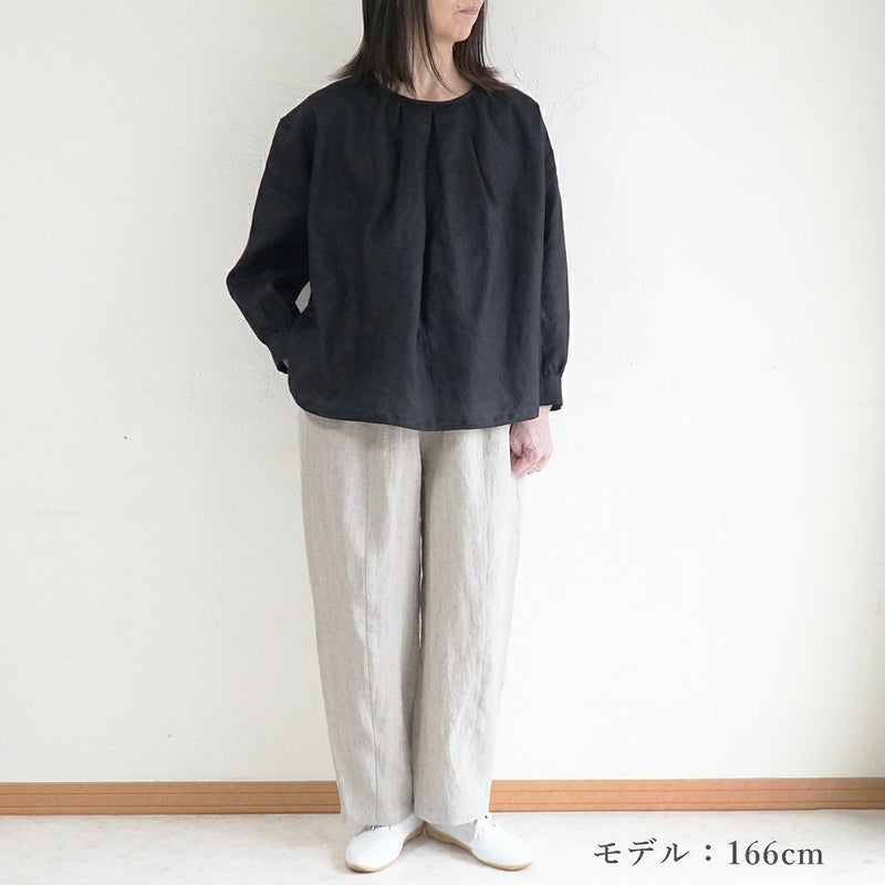 Branch m‘.,ブランチエム,ナチュラル,30代,40代,50代,60代,リネン,ゆったり,blouse,ブラウス,リネンブラウス,プルオーバーブラウス,ギャザーブラウス,タックブラウス,