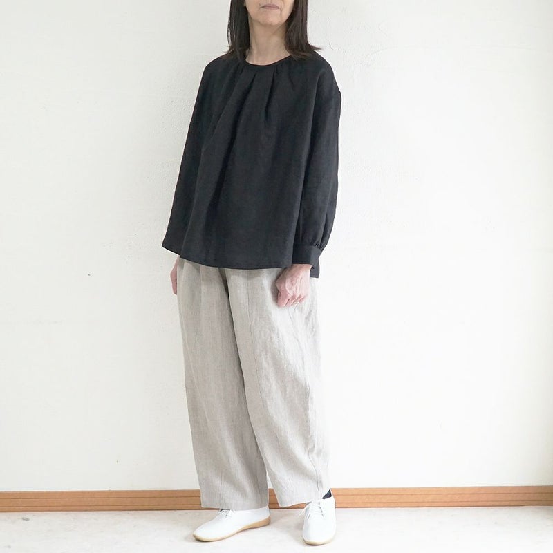 Branch m‘.,ブランチエム,ナチュラル,30代,40代,50代,60代,リネン,ゆったり,blouse,ブラウス,リネンブラウス,プルオーバーブラウス,ギャザーブラウス,タックブラウス,