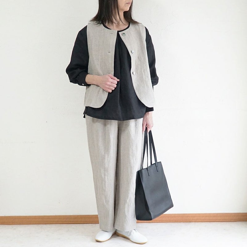 Branch m‘.,ブランチエム,ナチュラル,30代,40代,50代,60代,リネン,ゆったり,blouse,ブラウス,リネンブラウス,プルオーバーブラウス,ギャザーブラウス,タックブラウス,