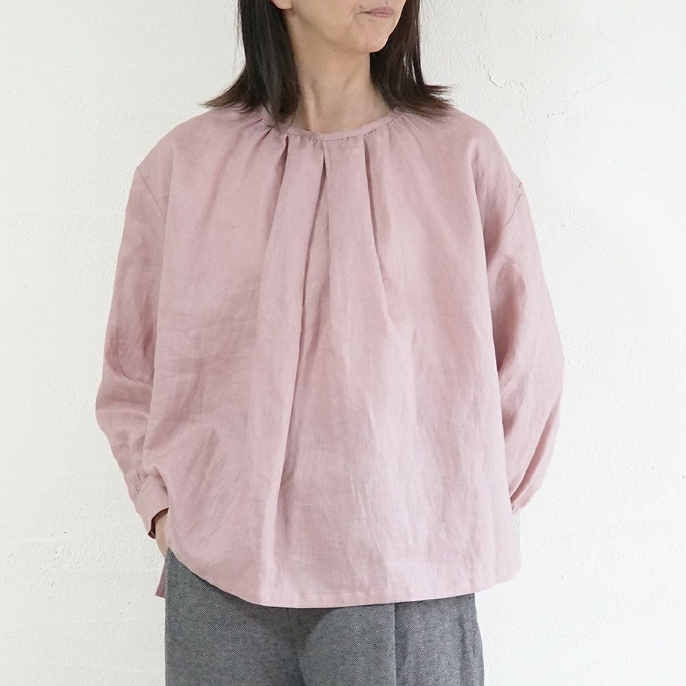 Branch m‘.,ブランチエム,ナチュラル,30代,40代,50代,60代,リネン,ゆったり,blouse,ブラウス,リネンブラウス,プルオーバーブラウス,ギャザーブラウス,タックブラウス,