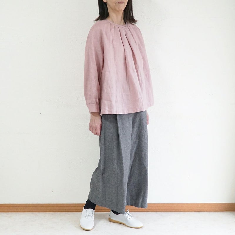 Branch m‘.,ブランチエム,ナチュラル,30代,40代,50代,60代,リネン,ゆったり,blouse,ブラウス,リネンブラウス,プルオーバーブラウス,ギャザーブラウス,タックブラウス,