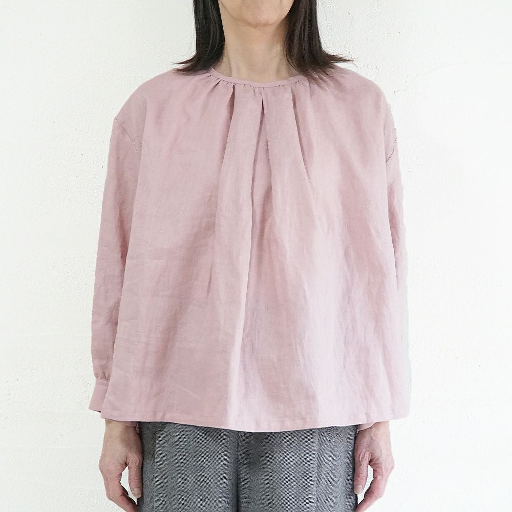 Branch m‘.,ブランチエム,ナチュラル,30代,40代,50代,60代,リネン,ゆったり,blouse,ブラウス,リネンブラウス,プルオーバーブラウス,ギャザーブラウス,タックブラウス,