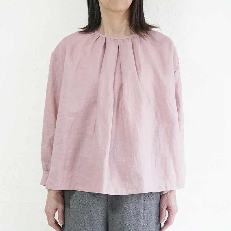 Branch m‘.,ブランチエム,ナチュラル,30代,40代,50代,60代,リネン,ゆったり,blouse,ブラウス,リネンブラウス,プルオーバーブラウス,ギャザーブラウス,タックブラウス,