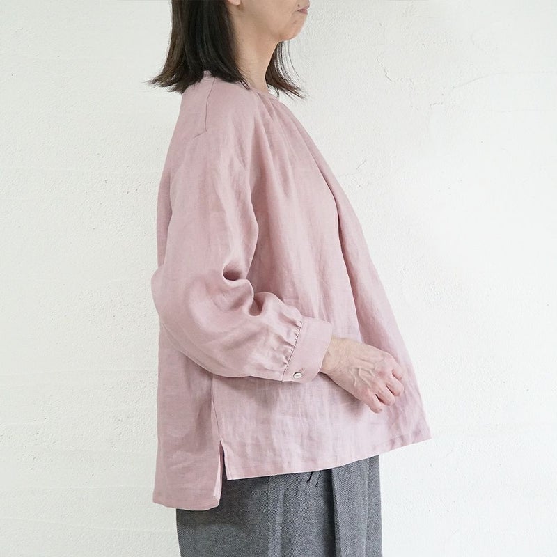 Branch m‘.,ブランチエム,ナチュラル,30代,40代,50代,60代,リネン,ゆったり,blouse,ブラウス,リネンブラウス,プルオーバーブラウス,ギャザーブラウス,タックブラウス,