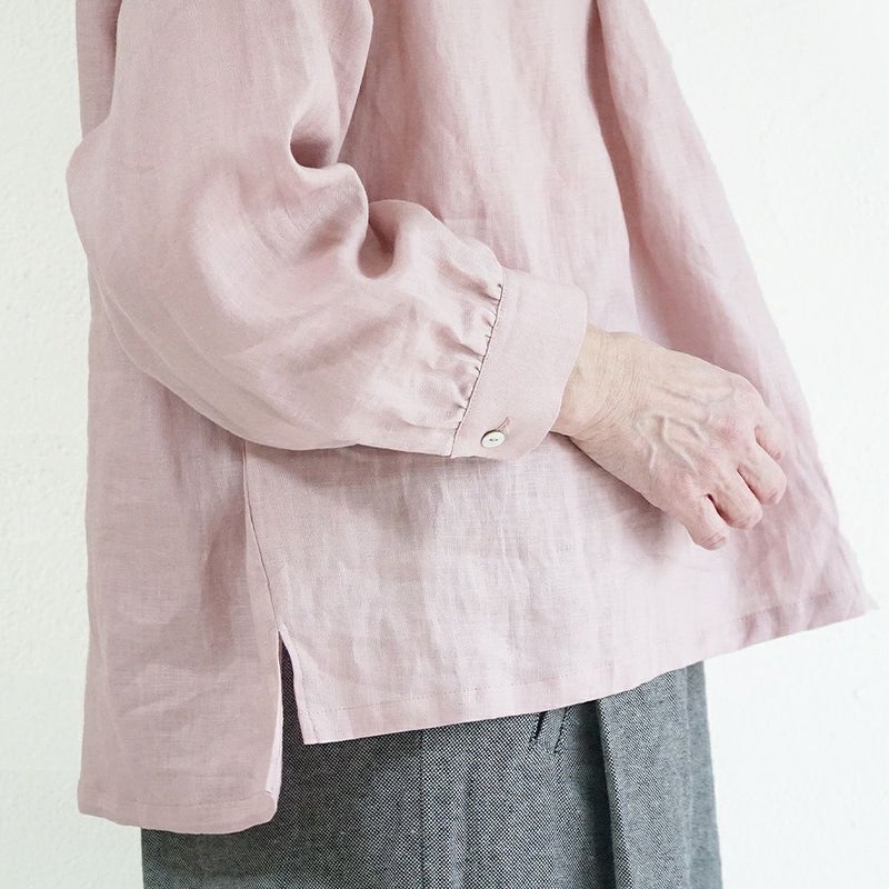 Branch m‘.,ブランチエム,ナチュラル,30代,40代,50代,60代,リネン,ゆったり,blouse,ブラウス,リネンブラウス,プルオーバーブラウス,ギャザーブラウス,タックブラウス,