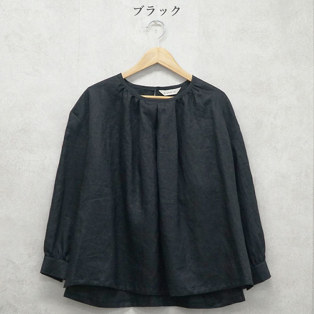 Branch m‘.,ブランチエム,ナチュラル,30代,40代,50代,60代,リネン,ゆったり,blouse,ブラウス,リネンブラウス,プルオーバーブラウス,ギャザーブラウス,タックブラウス,