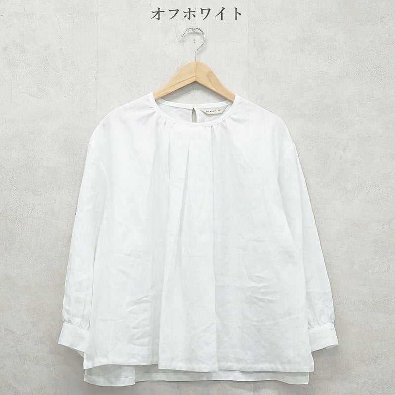 Branch m‘.,ブランチエム,ナチュラル,30代,40代,50代,60代,リネン,ゆったり,blouse,ブラウス,リネンブラウス,プルオーバーブラウス,ギャザーブラウス,タックブラウス,