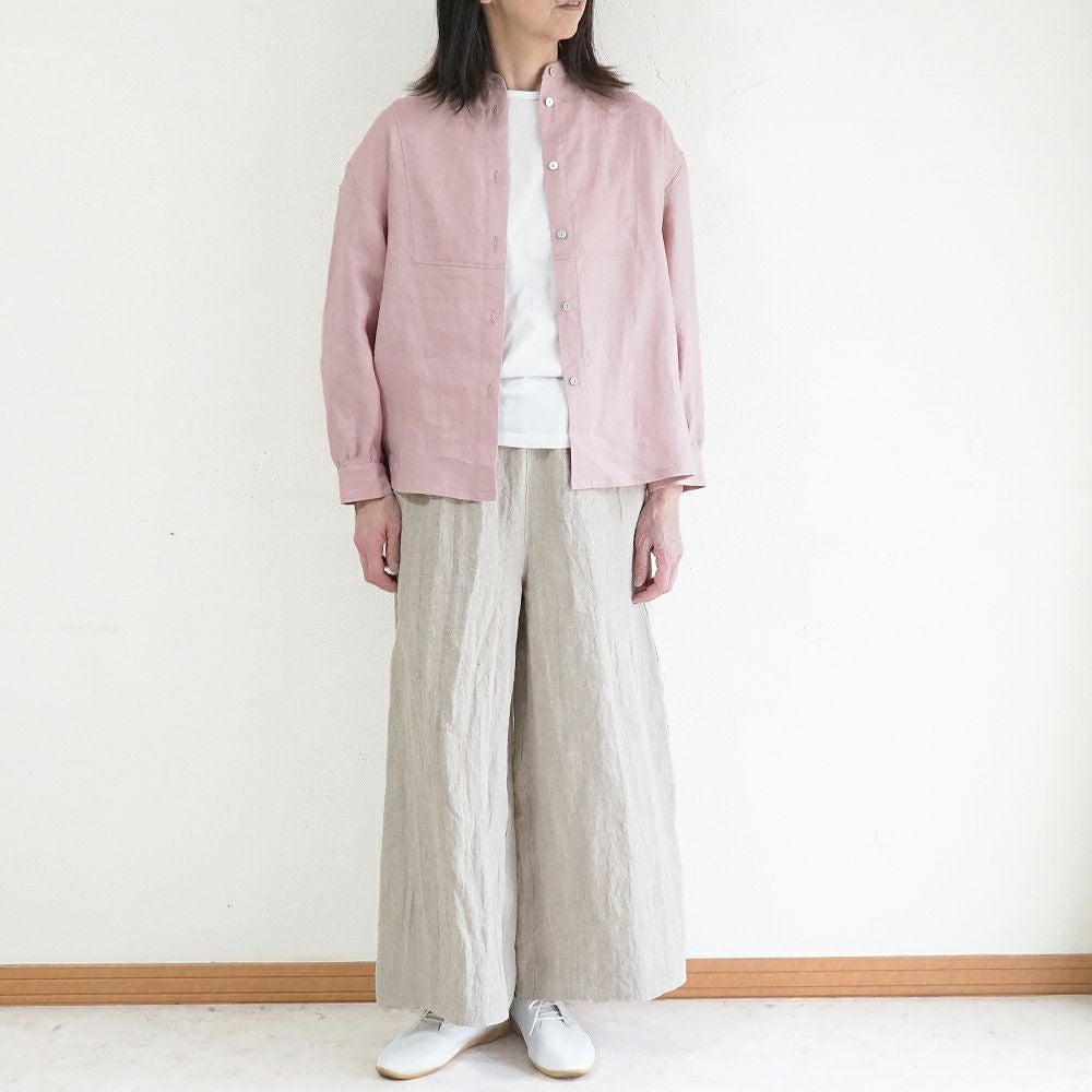 Branch m‘.,ブランチエム,ナチュラル,30代,40代,50代,60代,リネン,ゆったり,blouse,ブラウス,リネンブラウス,バンドカラー,バンドカラーブラウス,スタンドカラー,スタンドカラーブラウス,切替ブラウス