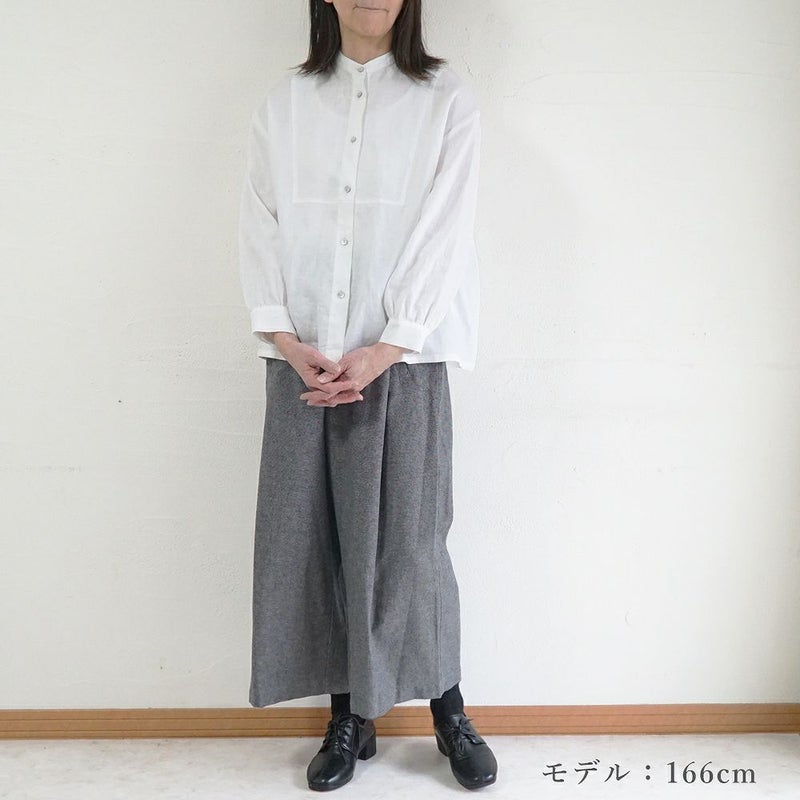 Branch m‘.,ブランチエム,ナチュラル,30代,40代,50代,60代,リネン,ゆったり,blouse,ブラウス,リネンブラウス,バンドカラー,バンドカラーブラウス,スタンドカラー,スタンドカラーブラウス,切替ブラウス