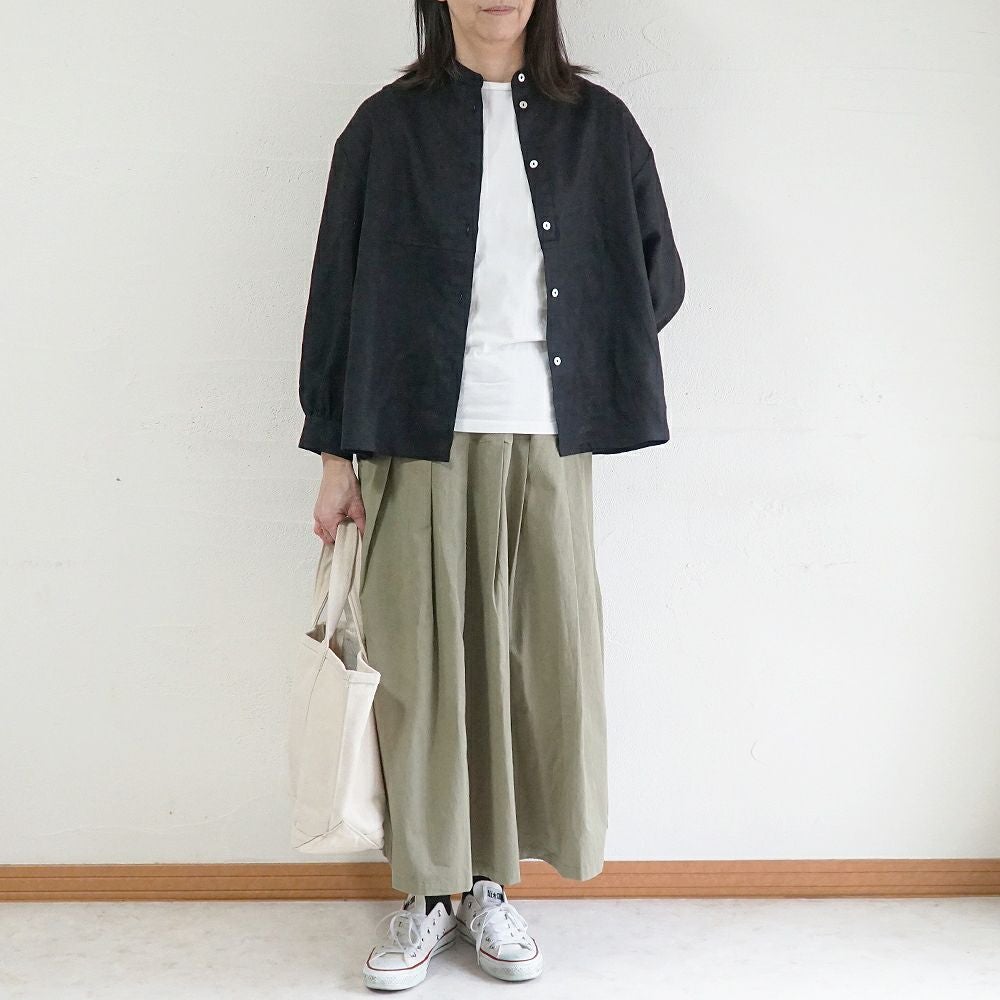 Branch m‘.,ブランチエム,ナチュラル,30代,40代,50代,60代,リネン,ゆったり,blouse,ブラウス,リネンブラウス,バンドカラー,バンドカラーブラウス,スタンドカラー,スタンドカラーブラウス,切替ブラウス