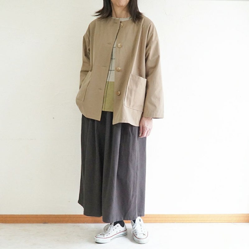 Branch m‘.,ブランチエム,ナチュラル,30代,40代,50代,60代,リネン,ゆったり,ジャケット,ブルゾン,コート,撥水,ノーカラー,ノーカラーコート,ノーカラージャケット,撥水コート,