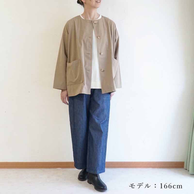 Branch m‘.,ブランチエム,ナチュラル,30代,40代,50代,60代,リネン,ゆったり,ジャケット,ブルゾン,コート,撥水,ノーカラー,ノーカラーコート,ノーカラージャケット,撥水コート,