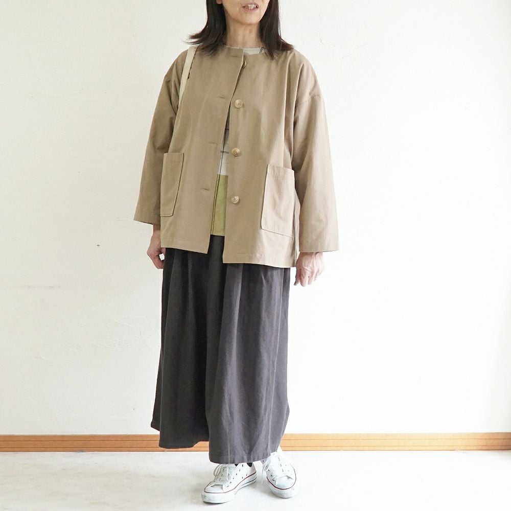 Branch m‘.,ブランチエム,ナチュラル,30代,40代,50代,60代,リネン,ゆったり,ジャケット,ブルゾン,コート,撥水,ノーカラー,ノーカラーコート,ノーカラージャケット,撥水コート,