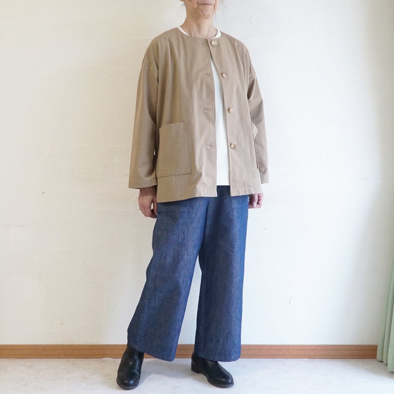 Branch m‘.,ブランチエム,ナチュラル,30代,40代,50代,60代,リネン,ゆったり,ジャケット,ブルゾン,コート,撥水,ノーカラー,ノーカラーコート,ノーカラージャケット,撥水コート,