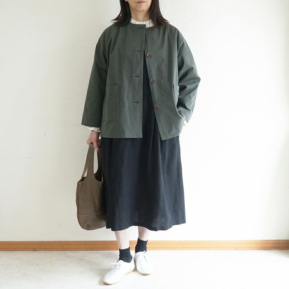 Branch m‘.,ブランチエム,ナチュラル,30代,40代,50代,60代,リネン,ゆったり,ジャケット,ブルゾン,コート,撥水,ノーカラー,ノーカラーコート,ノーカラージャケット,撥水コート,