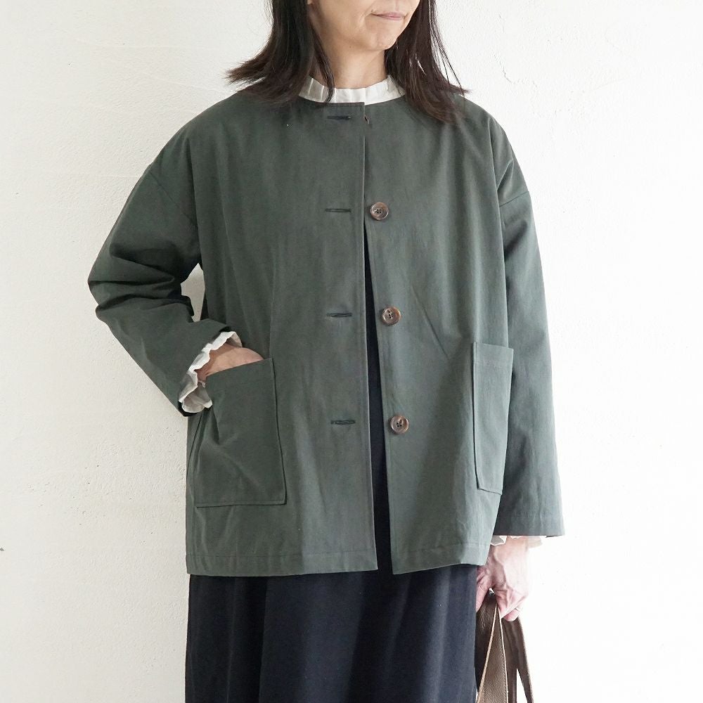 Branch m‘.,ブランチエム,ナチュラル,30代,40代,50代,60代,リネン,ゆったり,ジャケット,ブルゾン,コート,撥水,ノーカラー,ノーカラーコート,ノーカラージャケット,撥水コート,