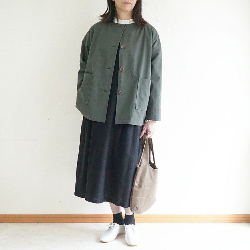 Branch m‘.,ブランチエム,ナチュラル,30代,40代,50代,60代,リネン,ゆったり,ジャケット,ブルゾン,コート,撥水,ノーカラー,ノーカラーコート,ノーカラージャケット,撥水コート,