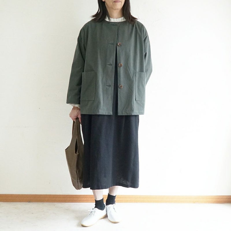 Branch m‘.,ブランチエム,ナチュラル,30代,40代,50代,60代,リネン,ゆったり,ジャケット,ブルゾン,コート,撥水,ノーカラー,ノーカラーコート,ノーカラージャケット,撥水コート,