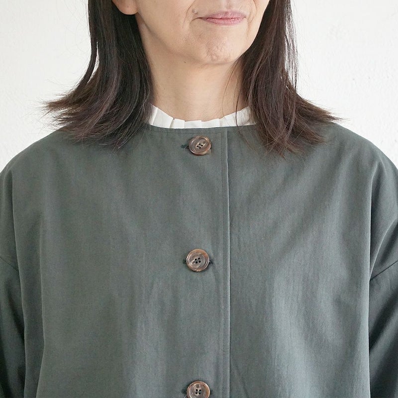 Branch m‘.,ブランチエム,ナチュラル,30代,40代,50代,60代,リネン,ゆったり,ジャケット,ブルゾン,コート,撥水,ノーカラー,ノーカラーコート,ノーカラージャケット,撥水コート,