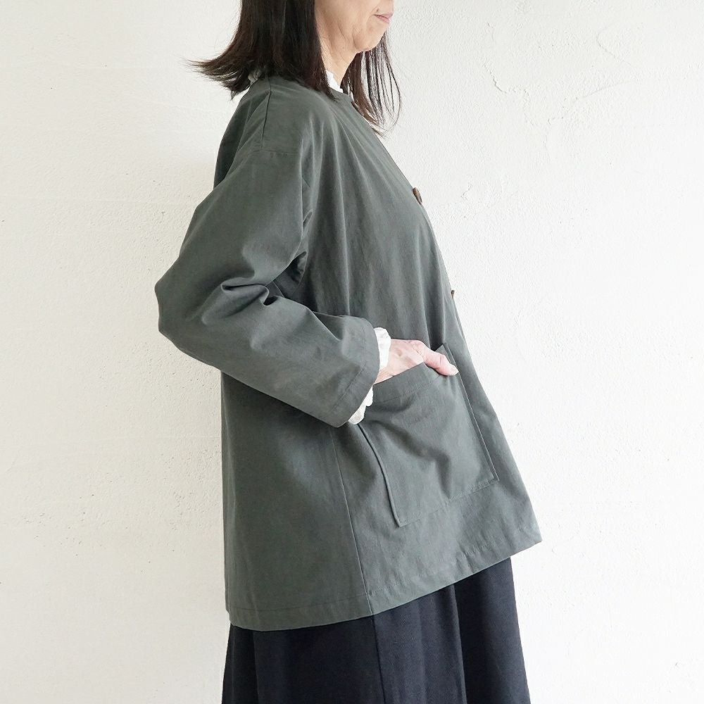 Branch m‘.,ブランチエム,ナチュラル,30代,40代,50代,60代,リネン,ゆったり,ジャケット,ブルゾン,コート,撥水,ノーカラー,ノーカラーコート,ノーカラージャケット,撥水コート,