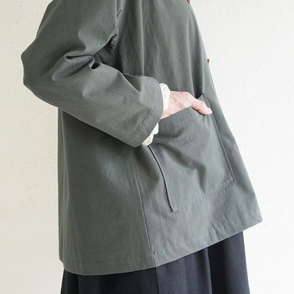 Branch m‘.,ブランチエム,ナチュラル,30代,40代,50代,60代,リネン,ゆったり,ジャケット,ブルゾン,コート,撥水,ノーカラー,ノーカラーコート,ノーカラージャケット,撥水コート,