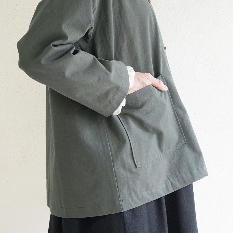 Branch m‘.,ブランチエム,ナチュラル,30代,40代,50代,60代,リネン,ゆったり,ジャケット,ブルゾン,コート,撥水,ノーカラー,ノーカラーコート,ノーカラージャケット,撥水コート,