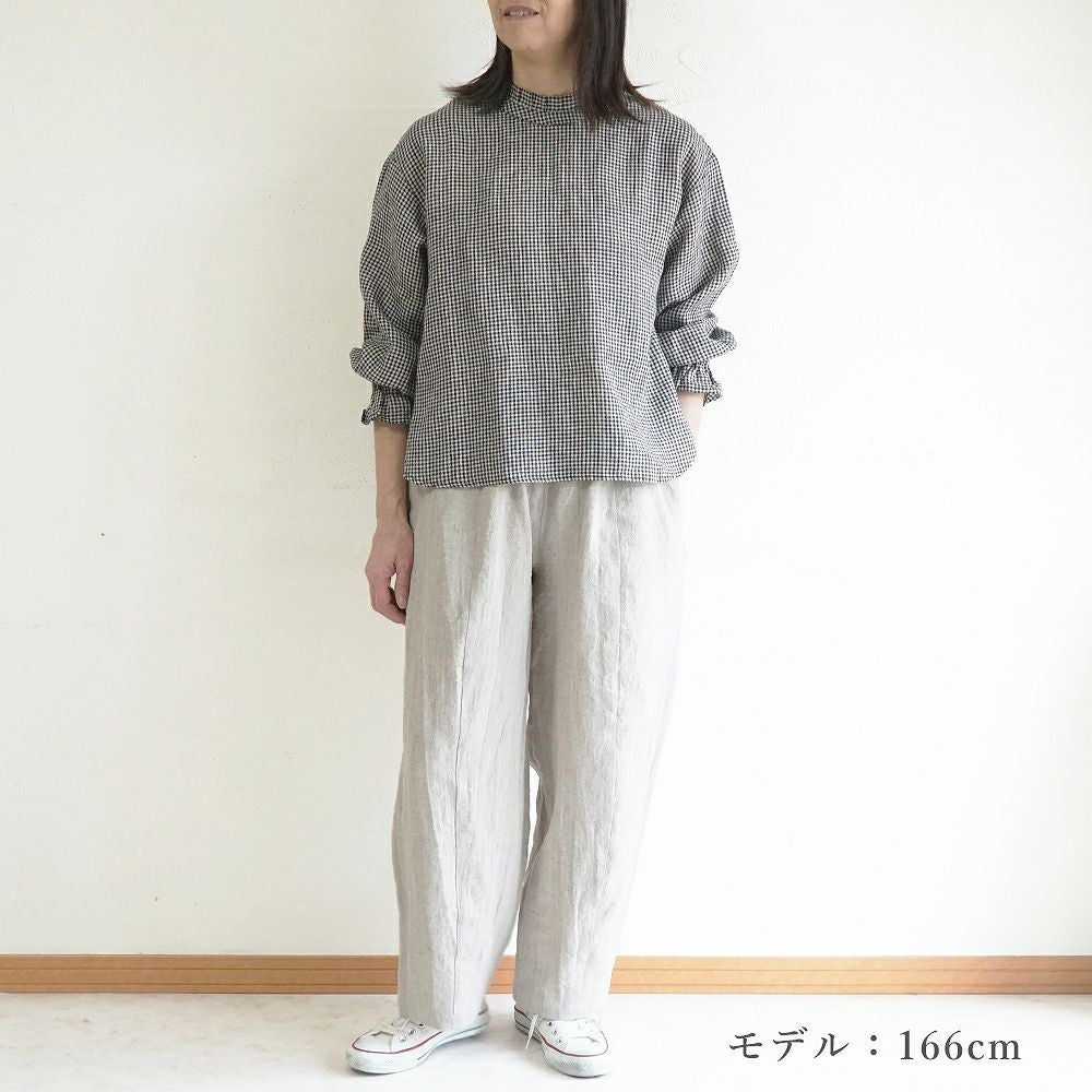 Branch m‘.,ブランチエム,ナチュラル,30代,40代,50代,60代,リネン,ゆったり,blouse,ブラウス,リネンブラウス,フリルブラウス,チェックブラウス,