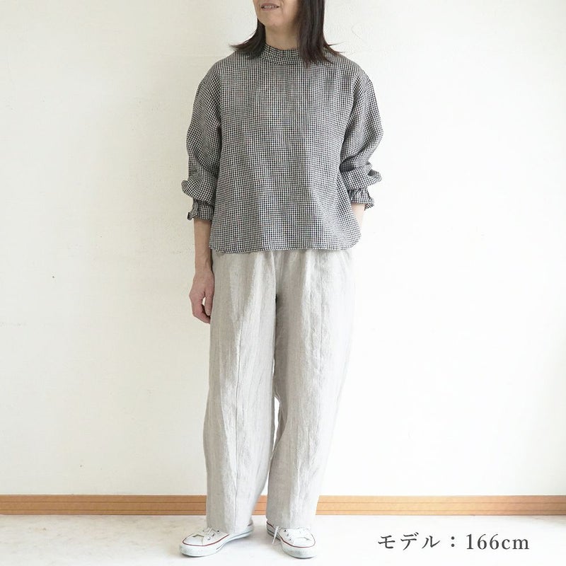 Branch m‘.,ブランチエム,ナチュラル,30代,40代,50代,60代,リネン,ゆったり,blouse,ブラウス,リネンブラウス,フリルブラウス,チェックブラウス,