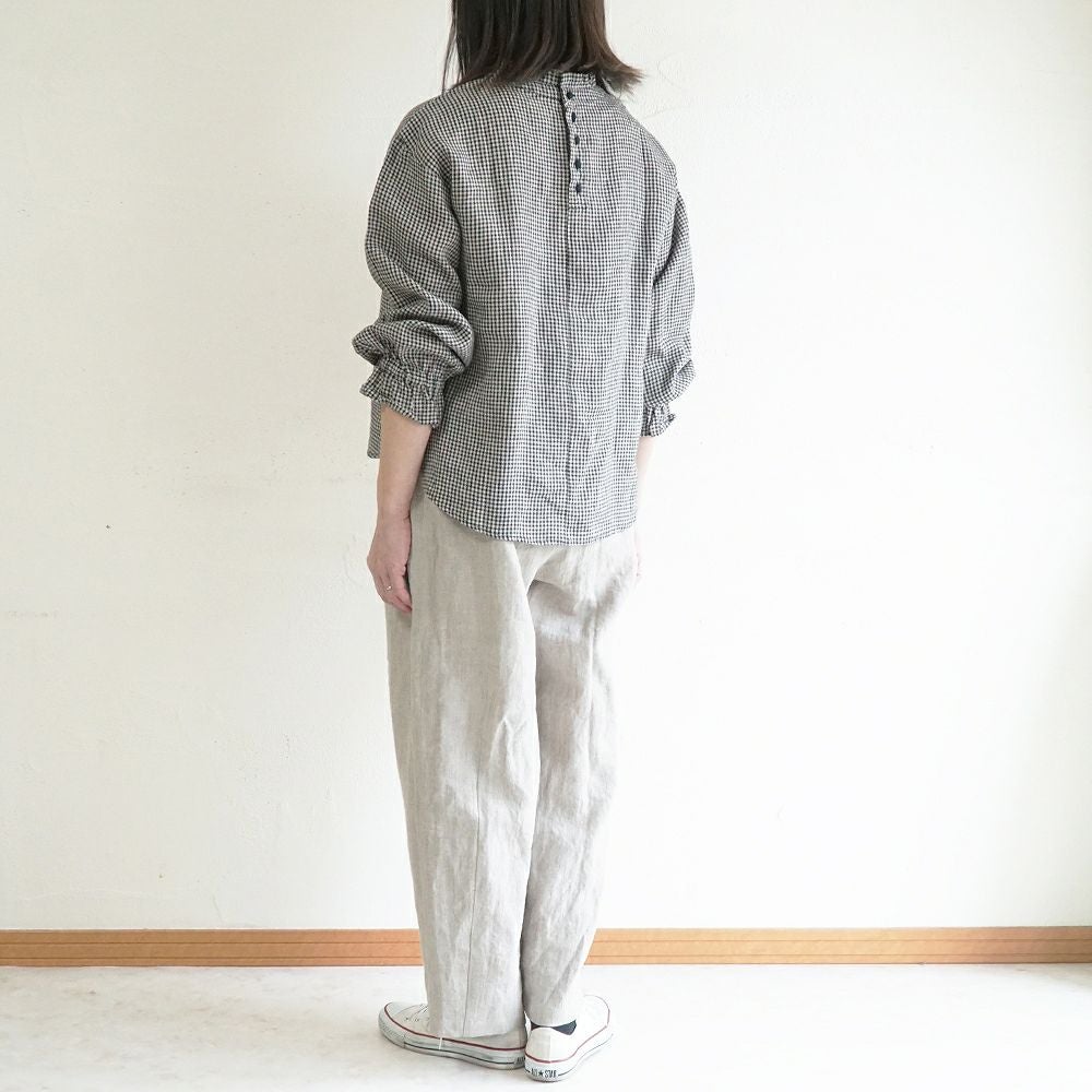 Branch m‘.,ブランチエム,ナチュラル,30代,40代,50代,60代,リネン,ゆったり,blouse,ブラウス,リネンブラウス,フリルブラウス,チェックブラウス,