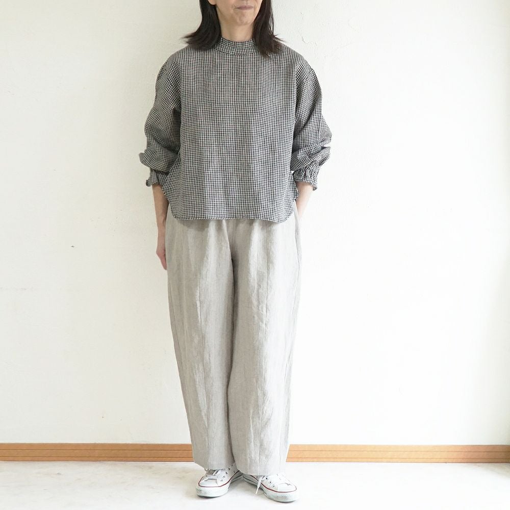 Branch m‘.,ブランチエム,ナチュラル,30代,40代,50代,60代,リネン,ゆったり,blouse,ブラウス,リネンブラウス,フリルブラウス,チェックブラウス,