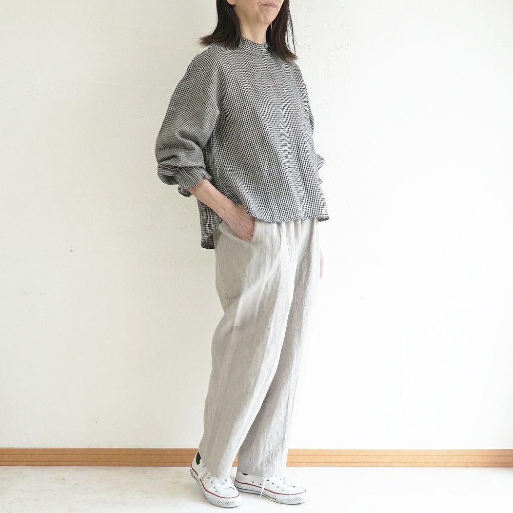 Branch m‘.,ブランチエム,ナチュラル,30代,40代,50代,60代,リネン,ゆったり,blouse,ブラウス,リネンブラウス,フリルブラウス,チェックブラウス,