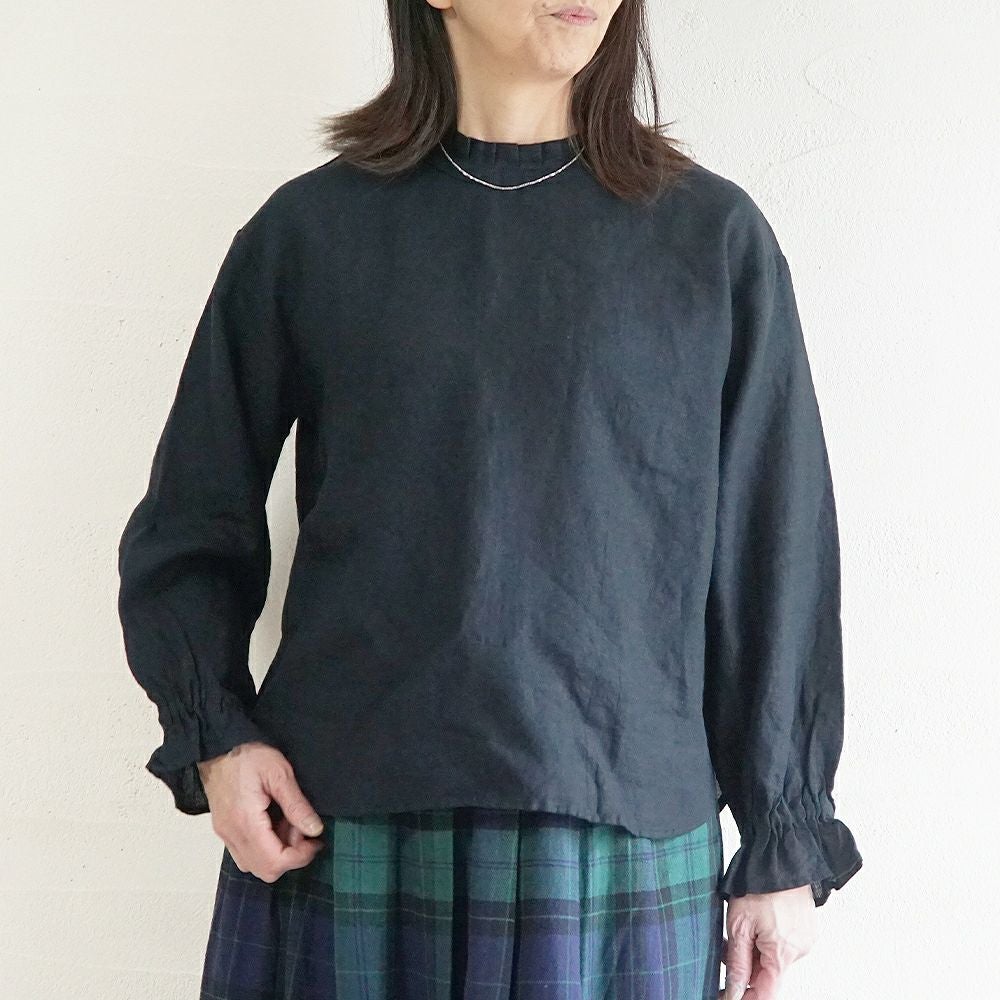 Branch m‘.,ブランチエム,ナチュラル,30代,40代,50代,60代,リネン,ゆったり,blouse,ブラウス,リネンブラウス,フリルブラウス,チェックブラウス,